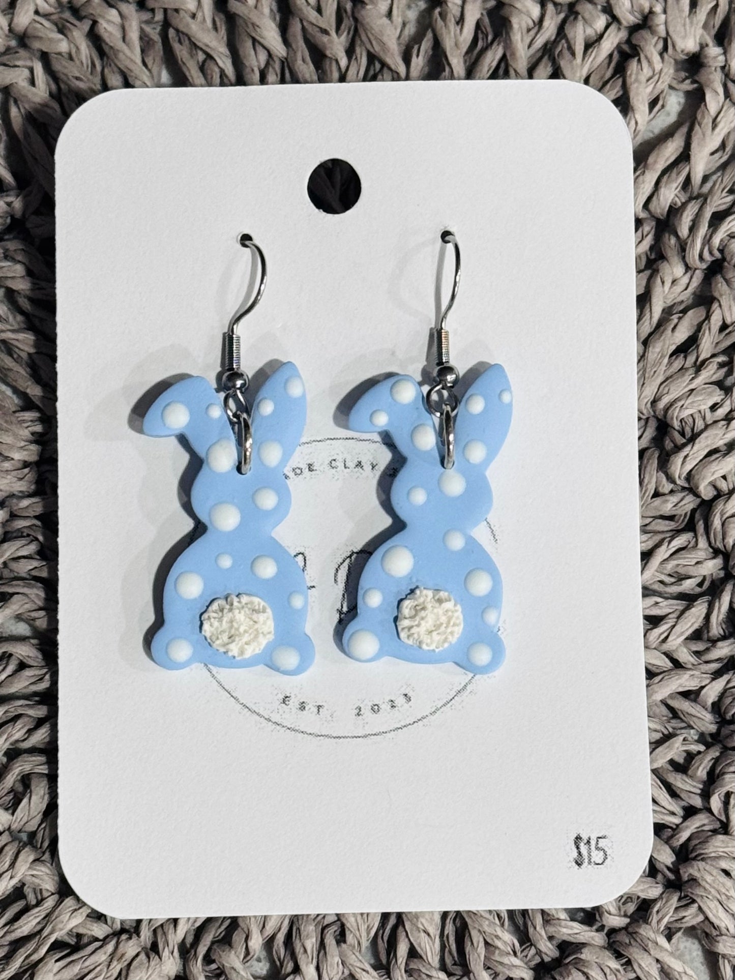Blue Polka Dot Bunny Dangle