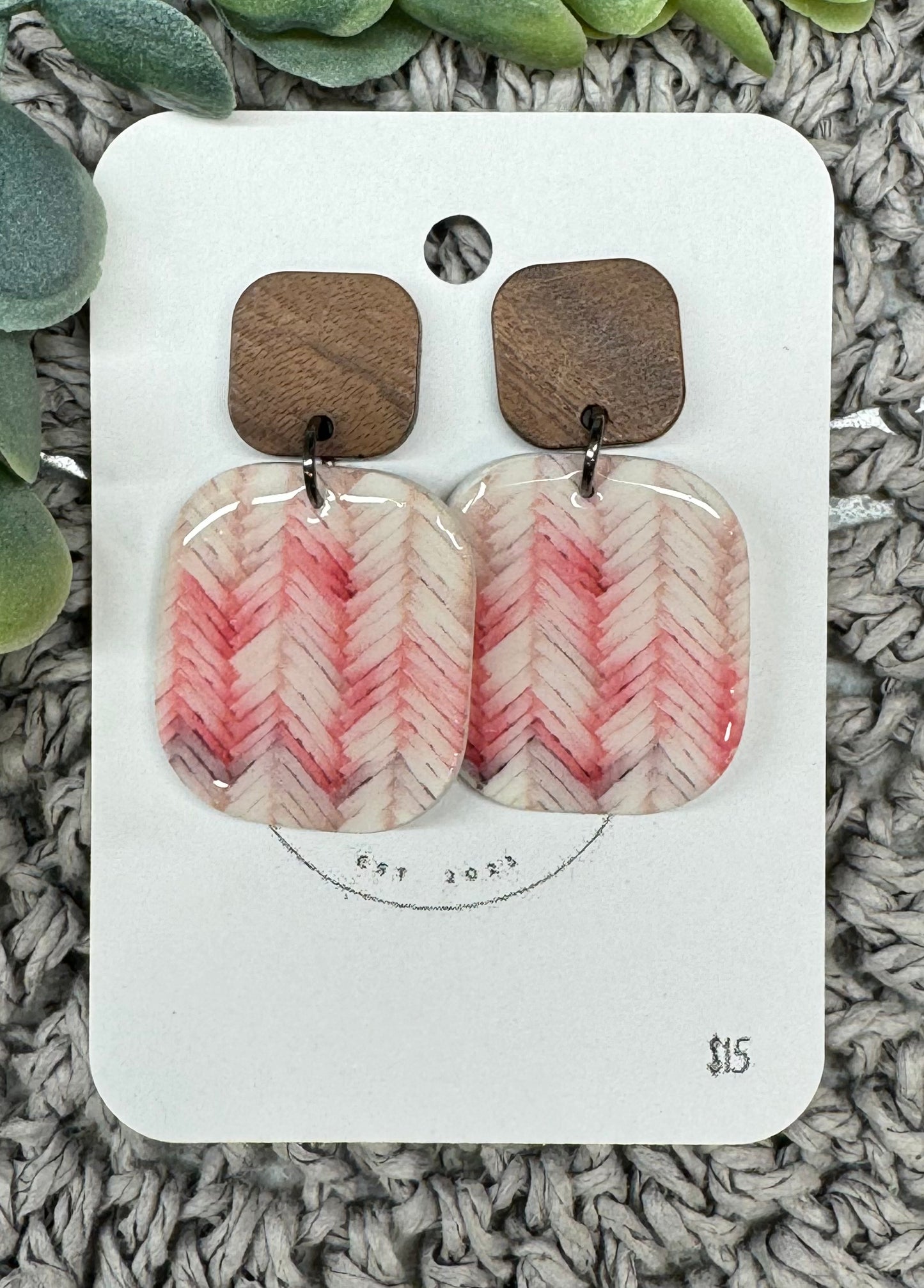 Square Coral Chevron Dangles