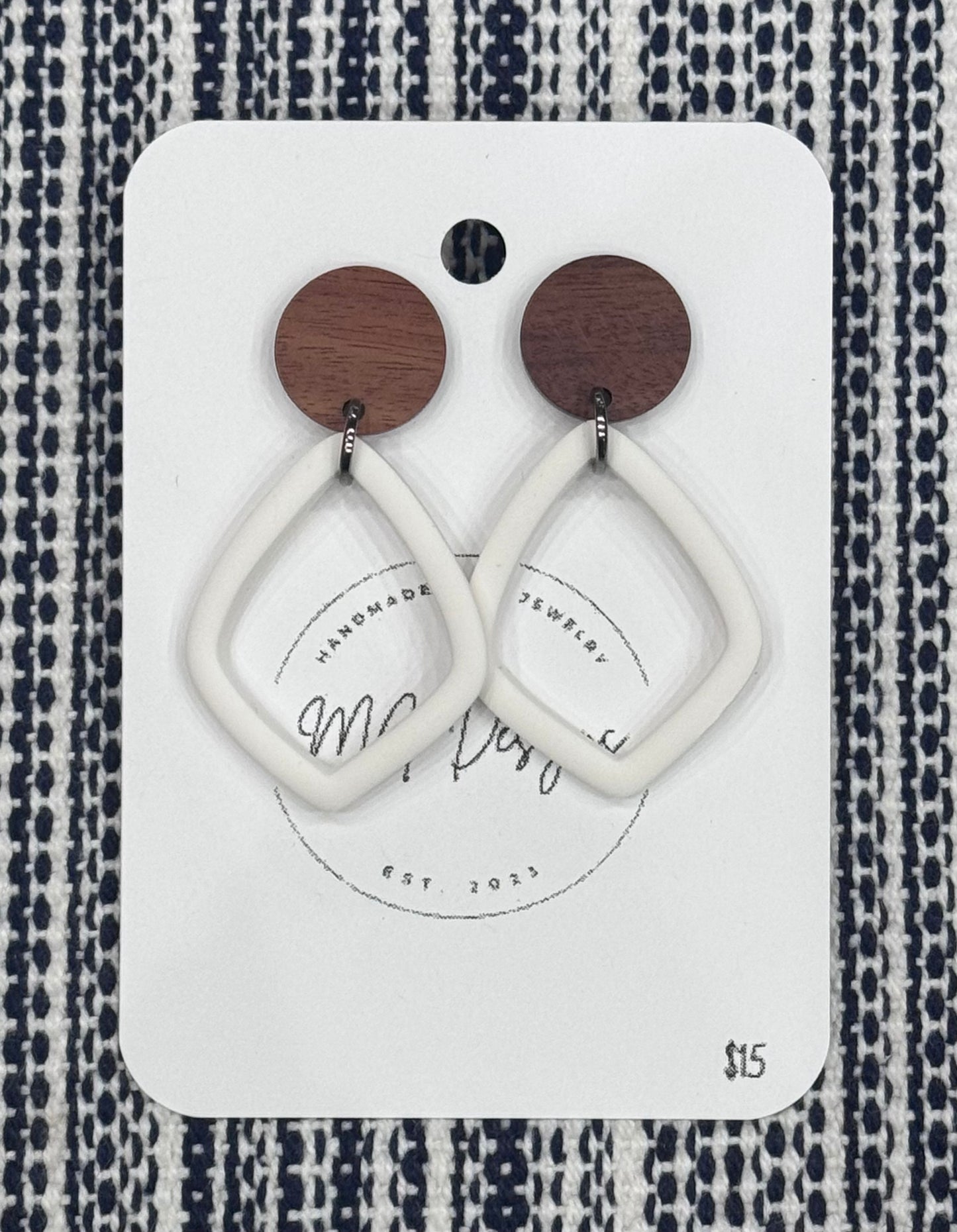 White Open Wood Dangles