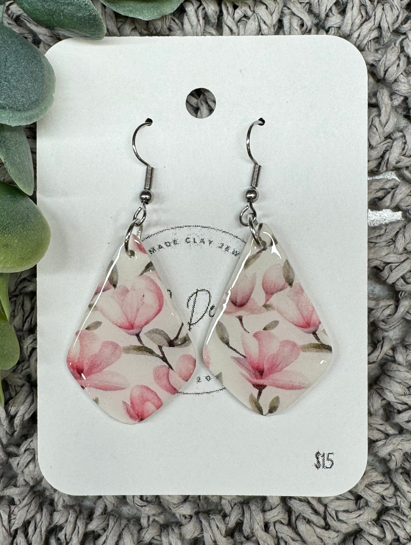 Medium Pink Floral Dangles