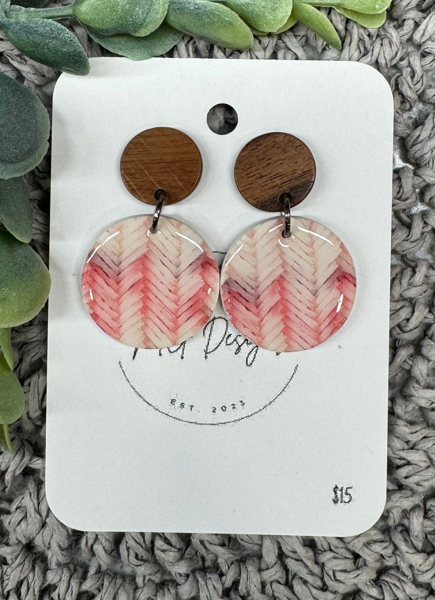 Circle Coral Chevron Dangle