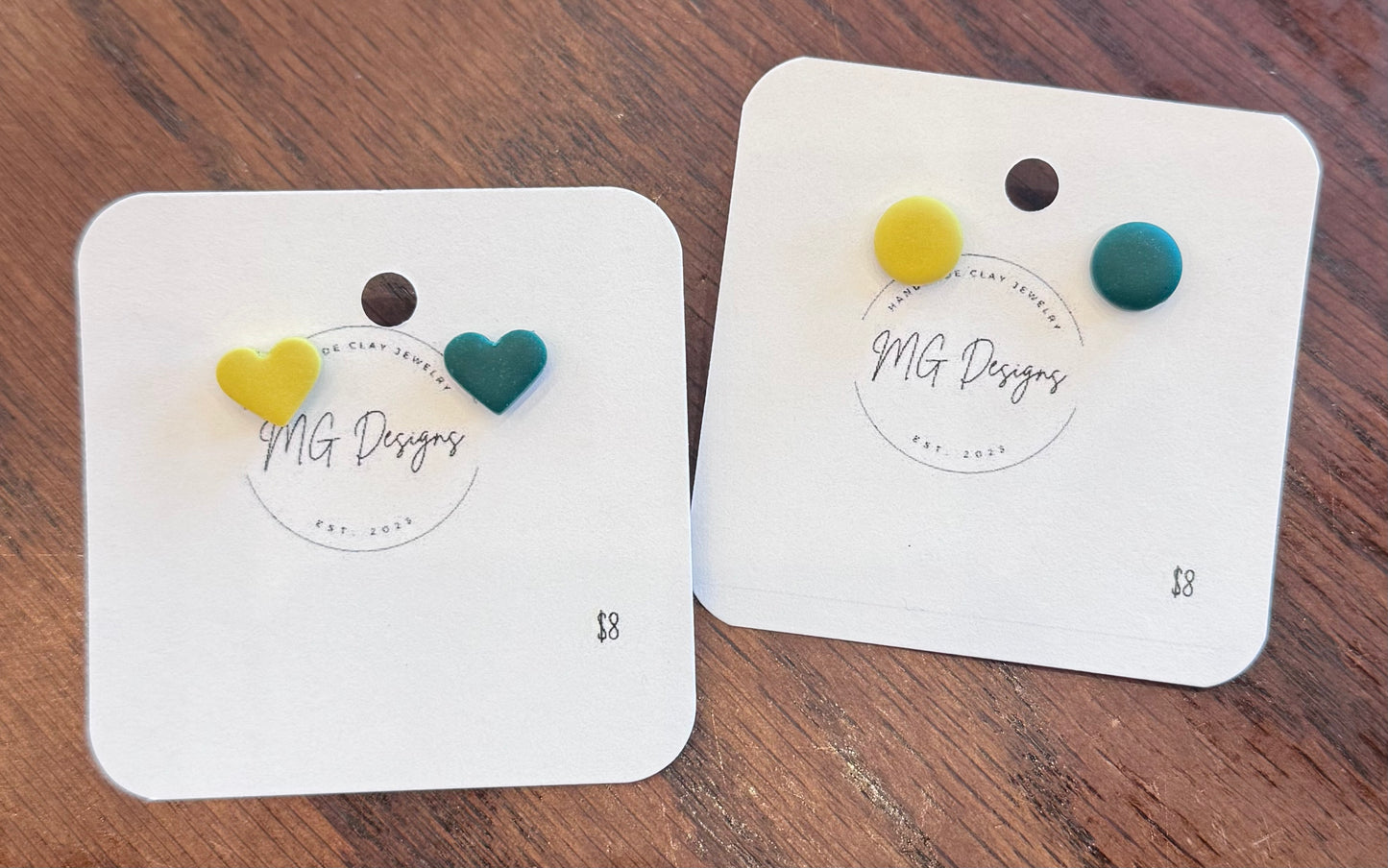 Green and yellow studs