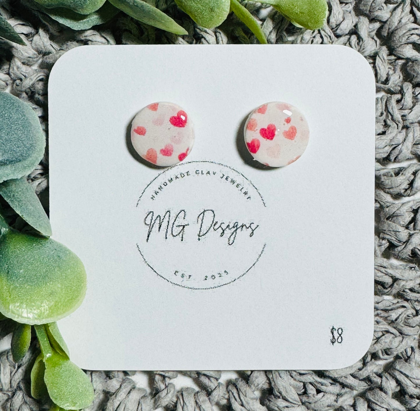 Small Round Heart Studs