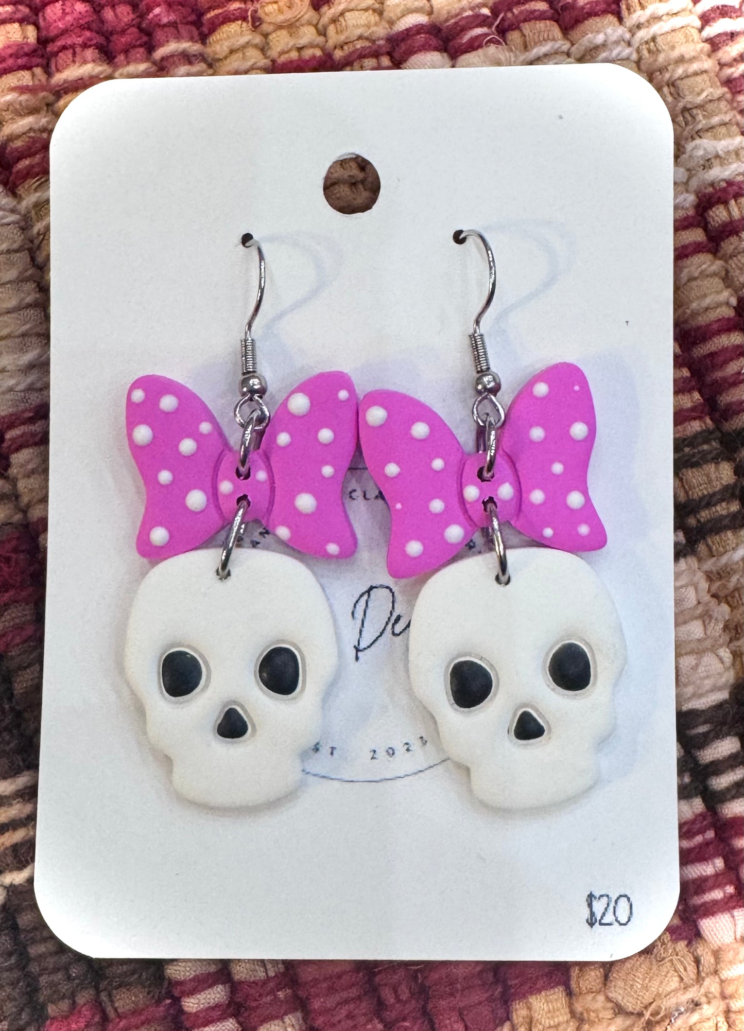 Skull with Pink Polka Dot Bows