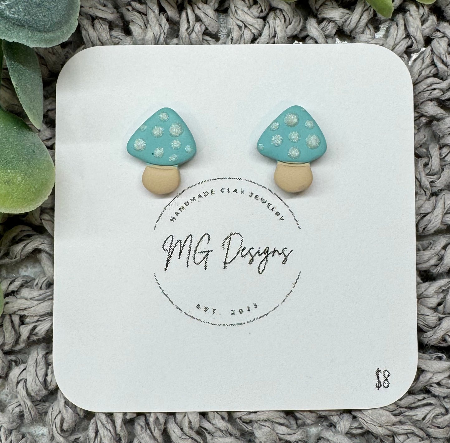 Aqua Blue Mushroom Studs