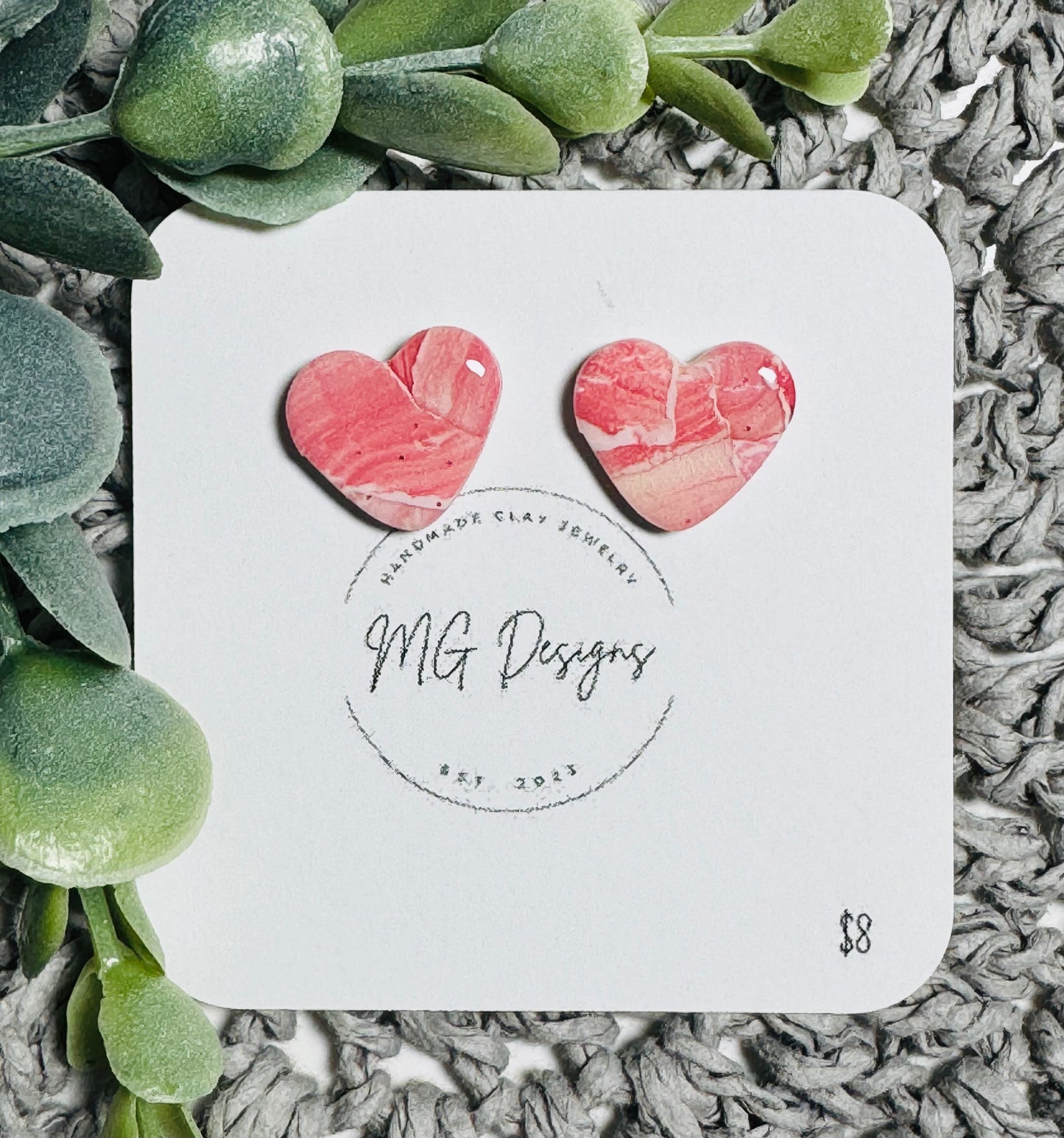 Large Painted Heart Stud