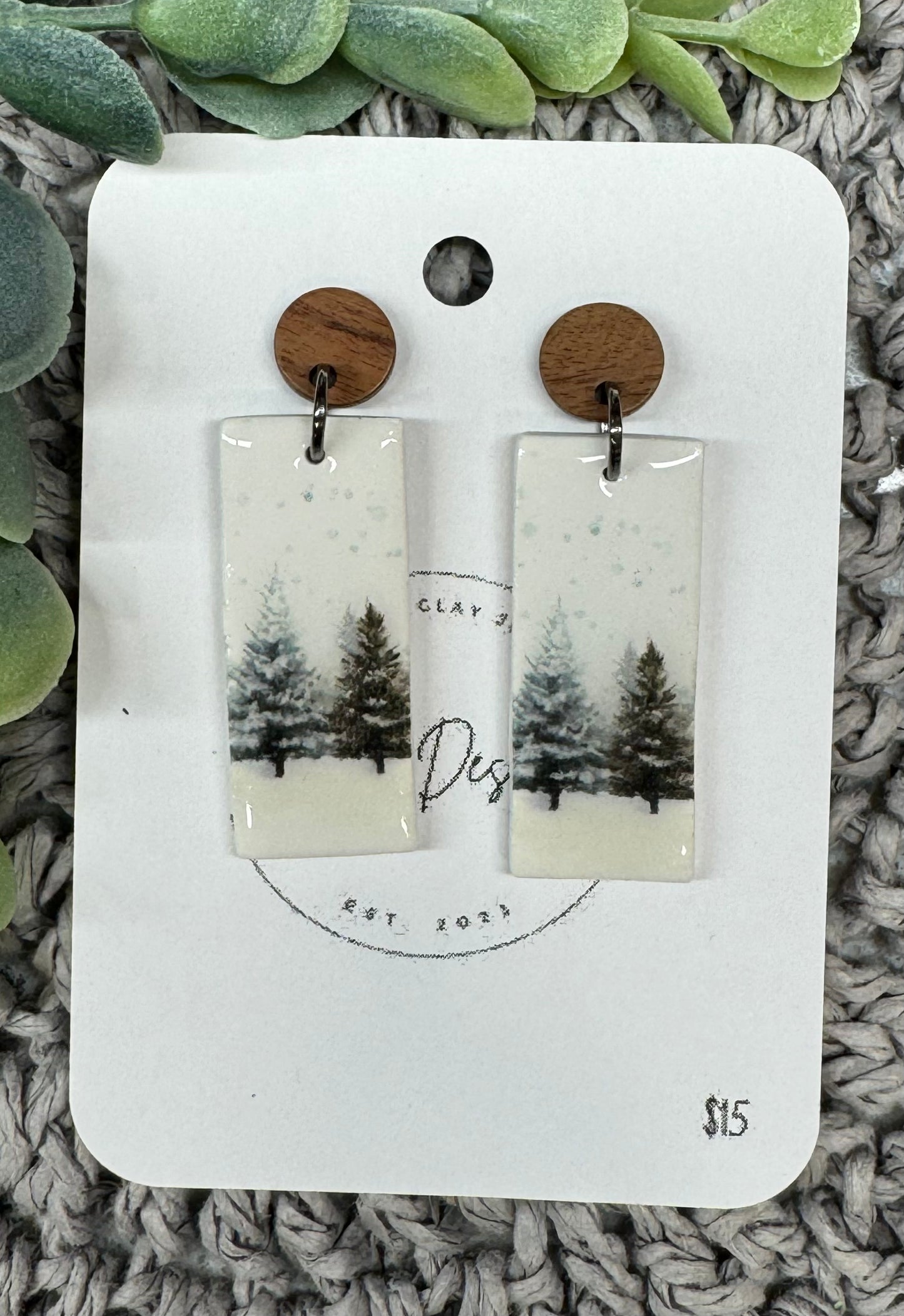 Snowy Forest Rectangle Dangles