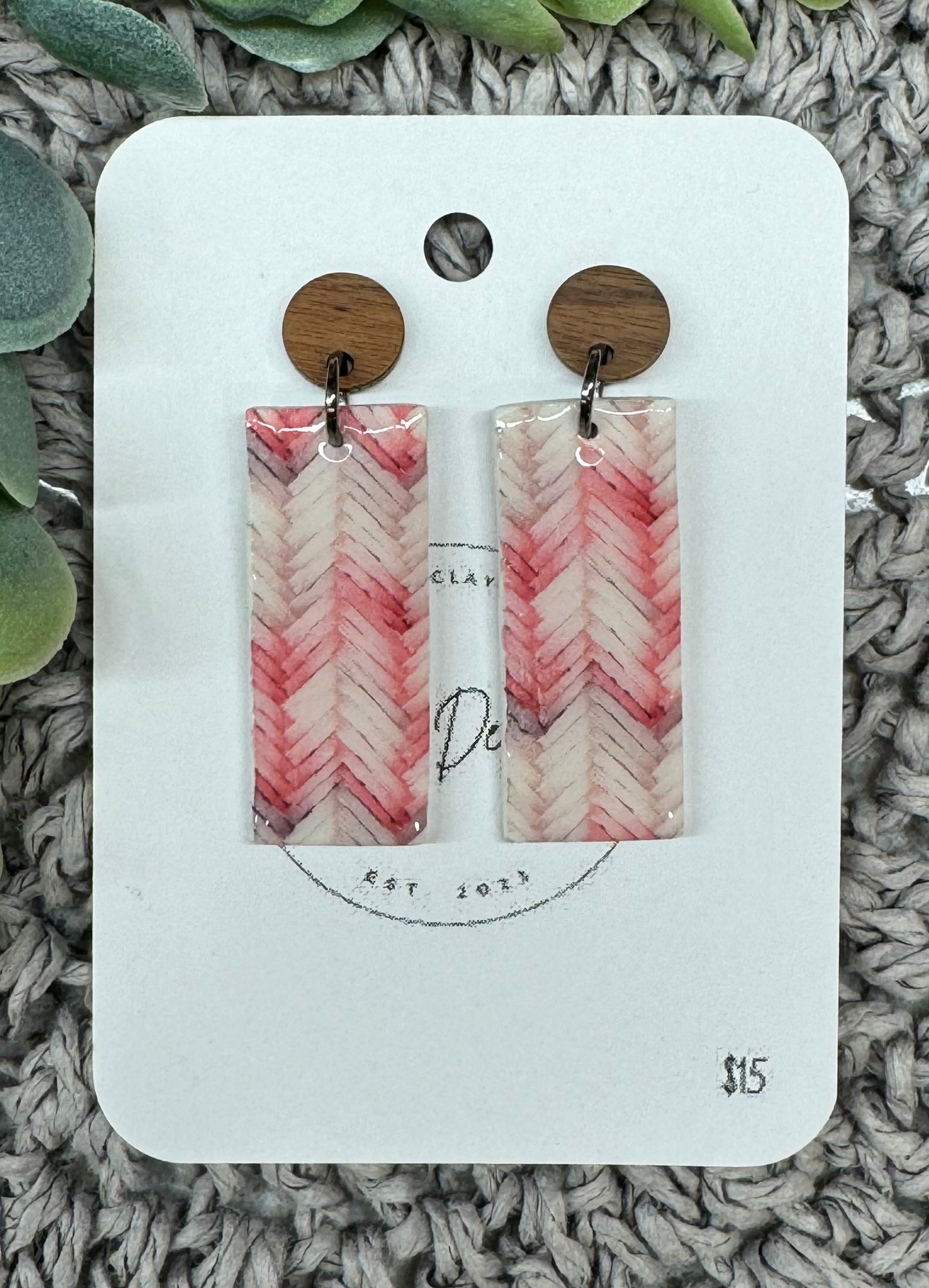 Coral Chevron Rectangle Dangles