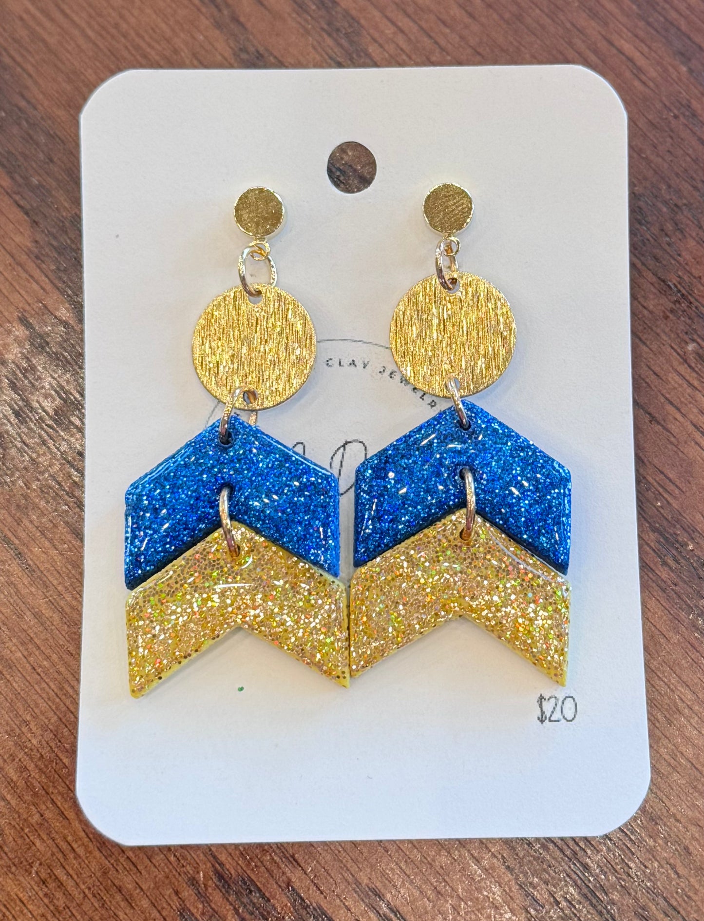 Blue and Gold Sparkle Dangle