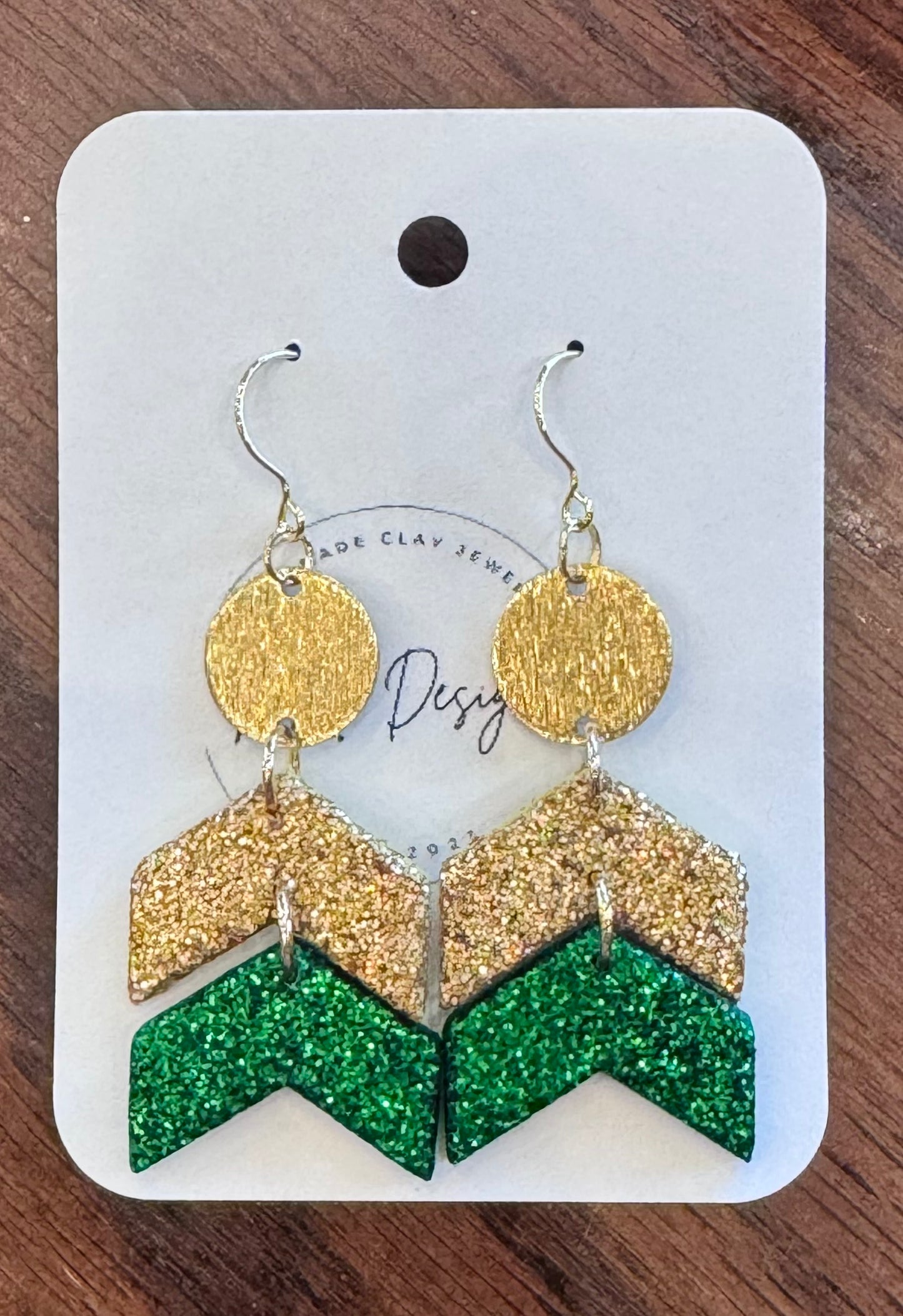 Green and yellow chevron dangle