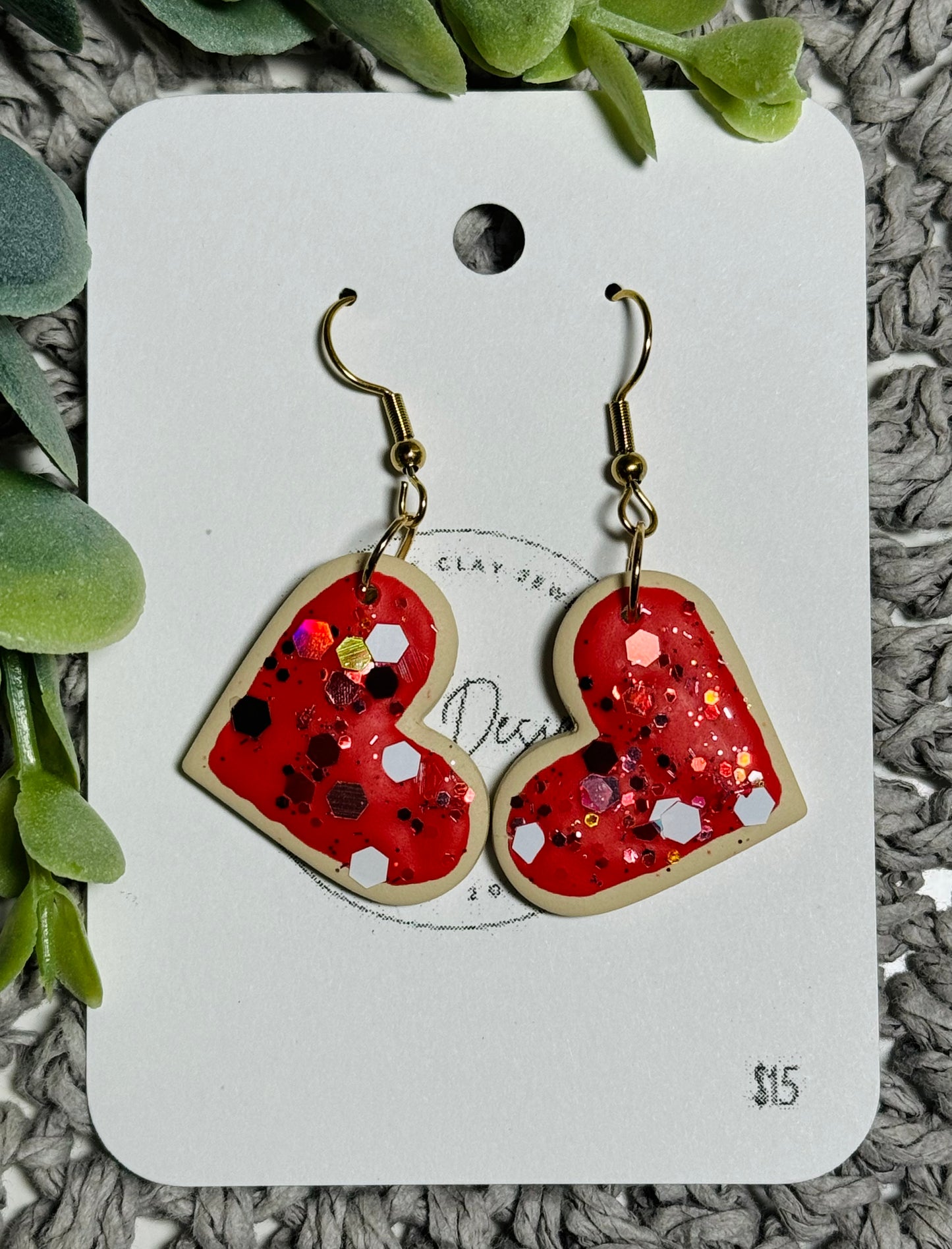 Heart “sugar cookie” Dangles
