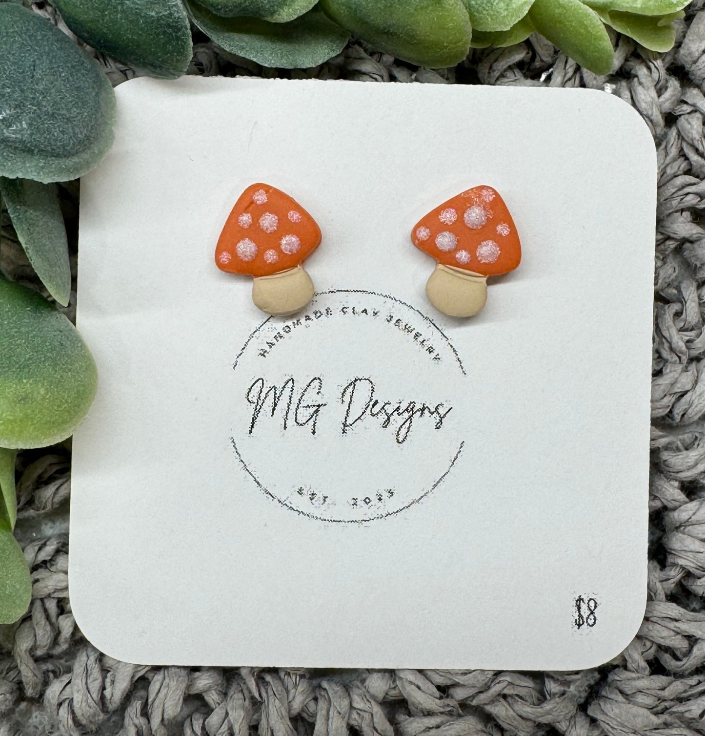 Orange Mushroom Studs