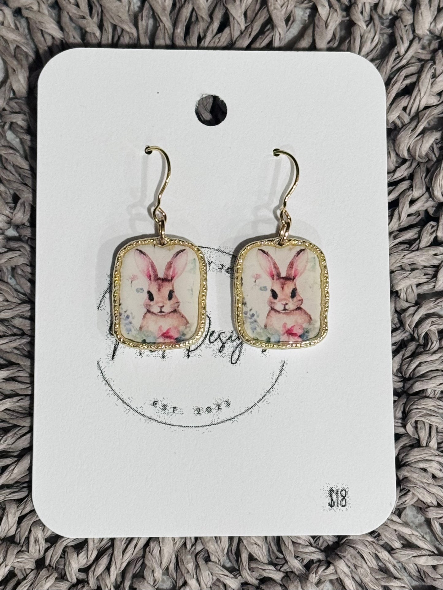 Easter Bunny Floral Framed Dangle