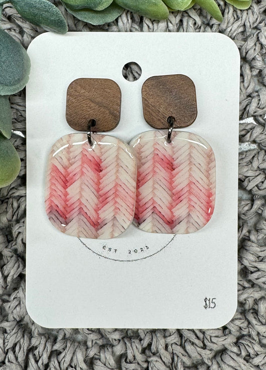 Square Coral Chevron Dangles