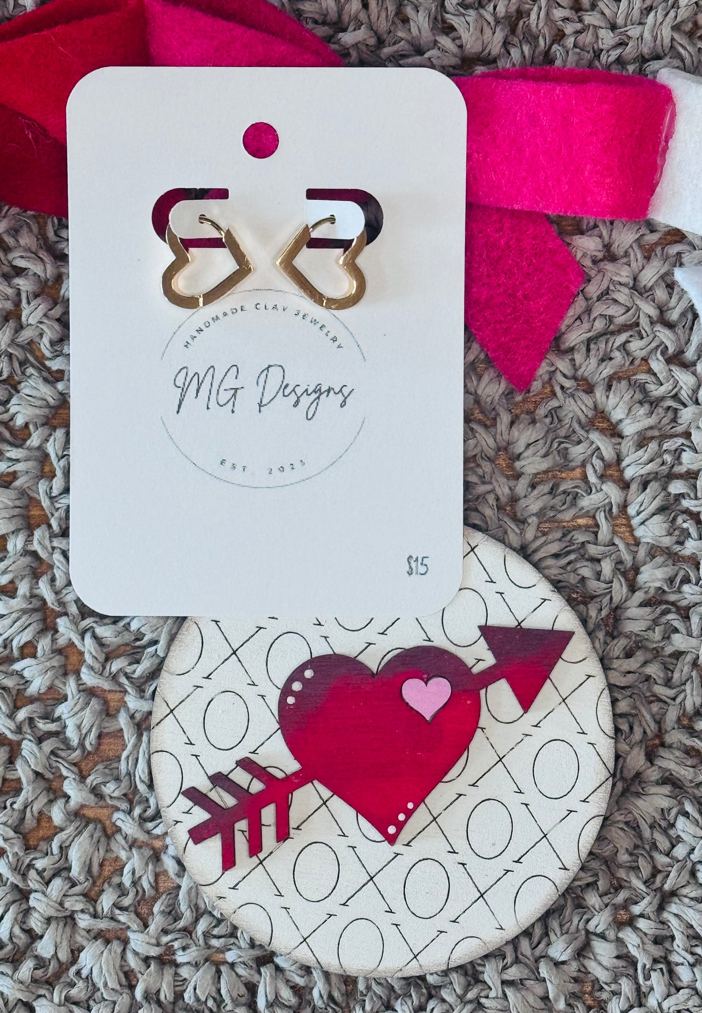 Gold Heart Hoops