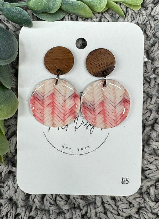 Circle Coral Chevron Dangle