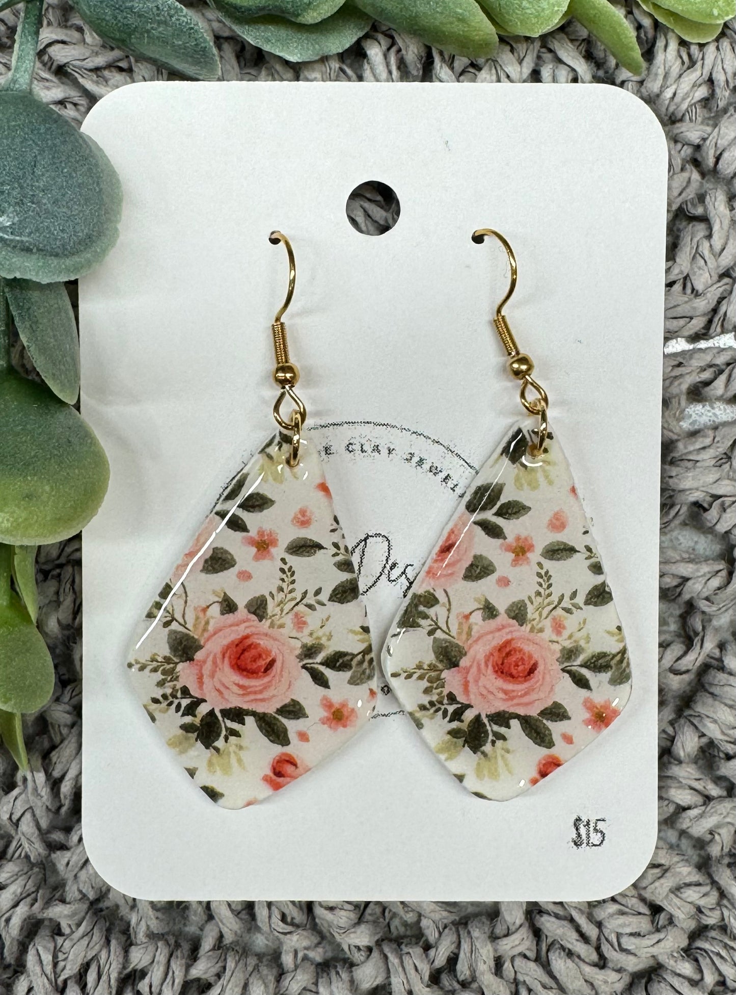 Medium Floral Coral Dangles