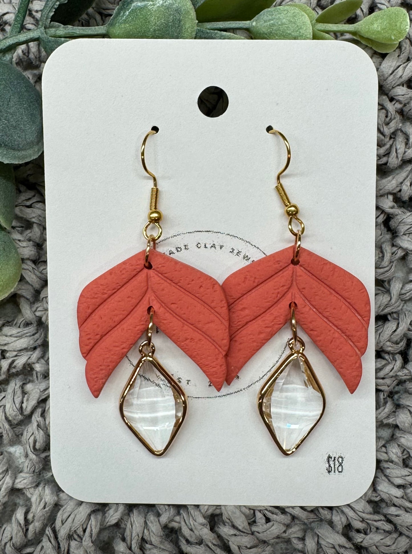 Coral/Pink Crystal Dangles