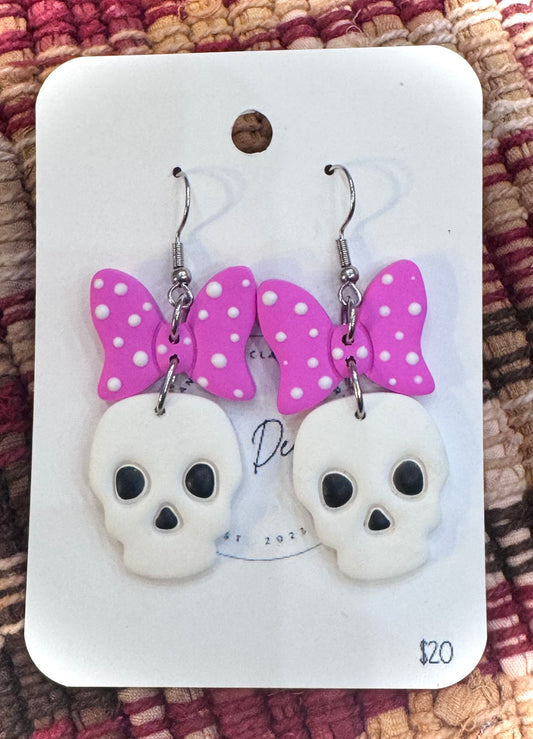 Skull with Pink Polka Dot Bows