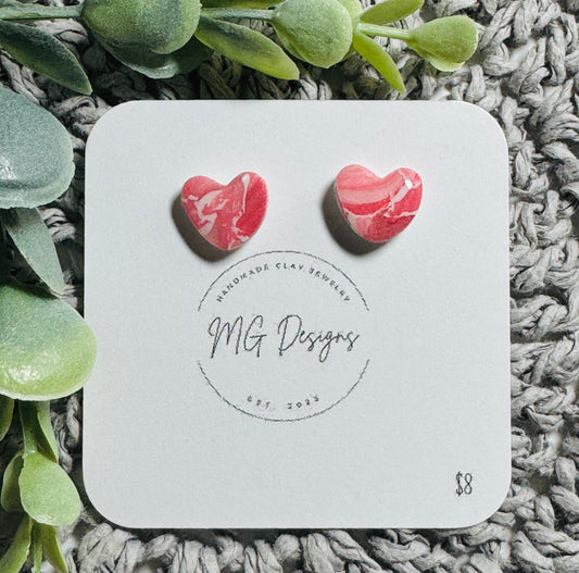 Small Painted Heart Stud