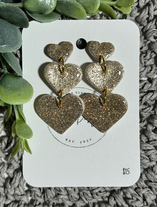 Triple Gold Heart Dangle