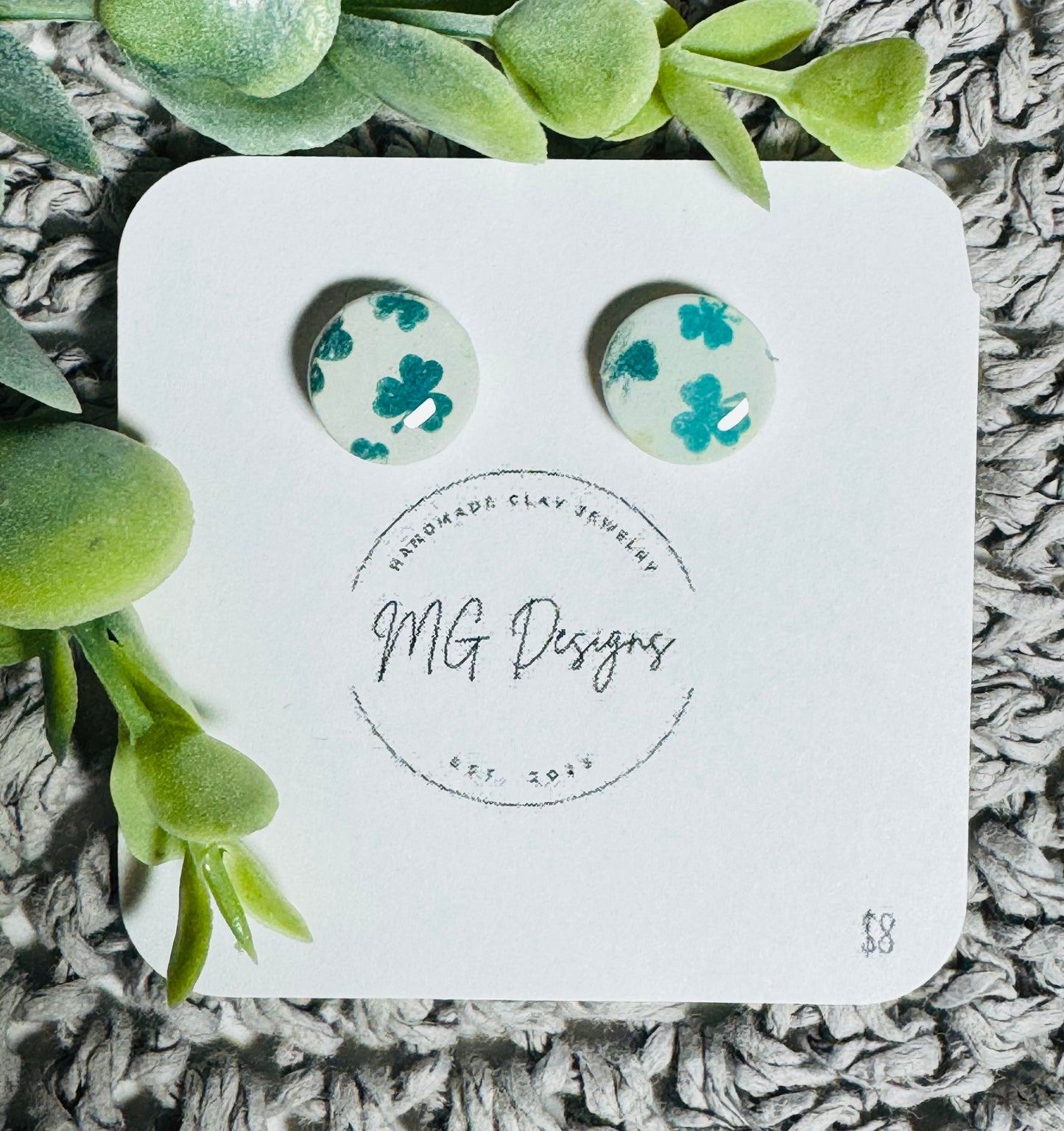 Circle Shamrock Studs