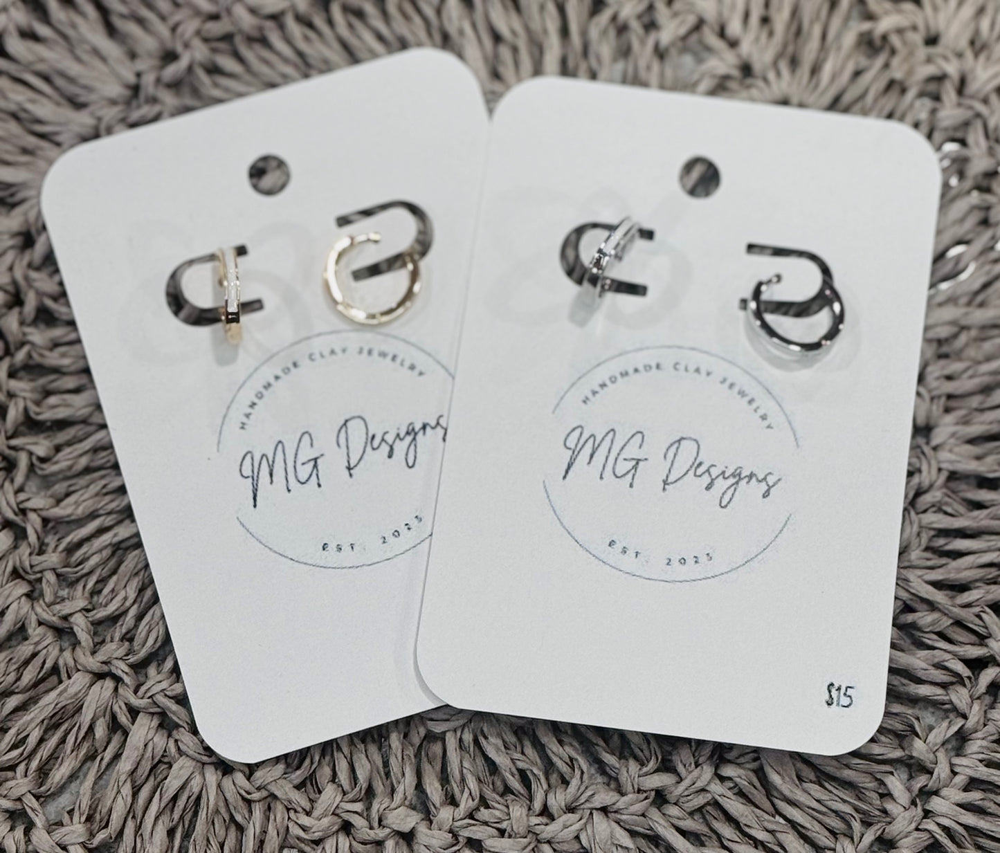 Gold/Silver White Lined Hoops