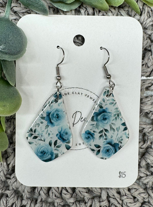 Medium Blue Floral Dangles