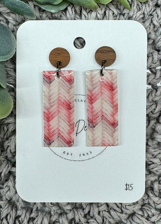 Coral Chevron Rectangle Dangles