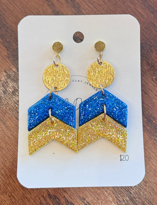 Blue and Gold Sparkle Dangle