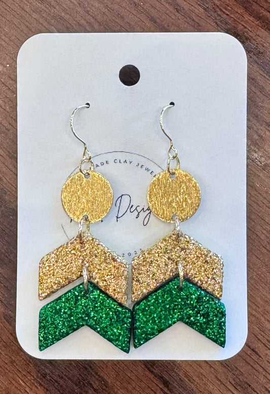 Green and yellow chevron dangle