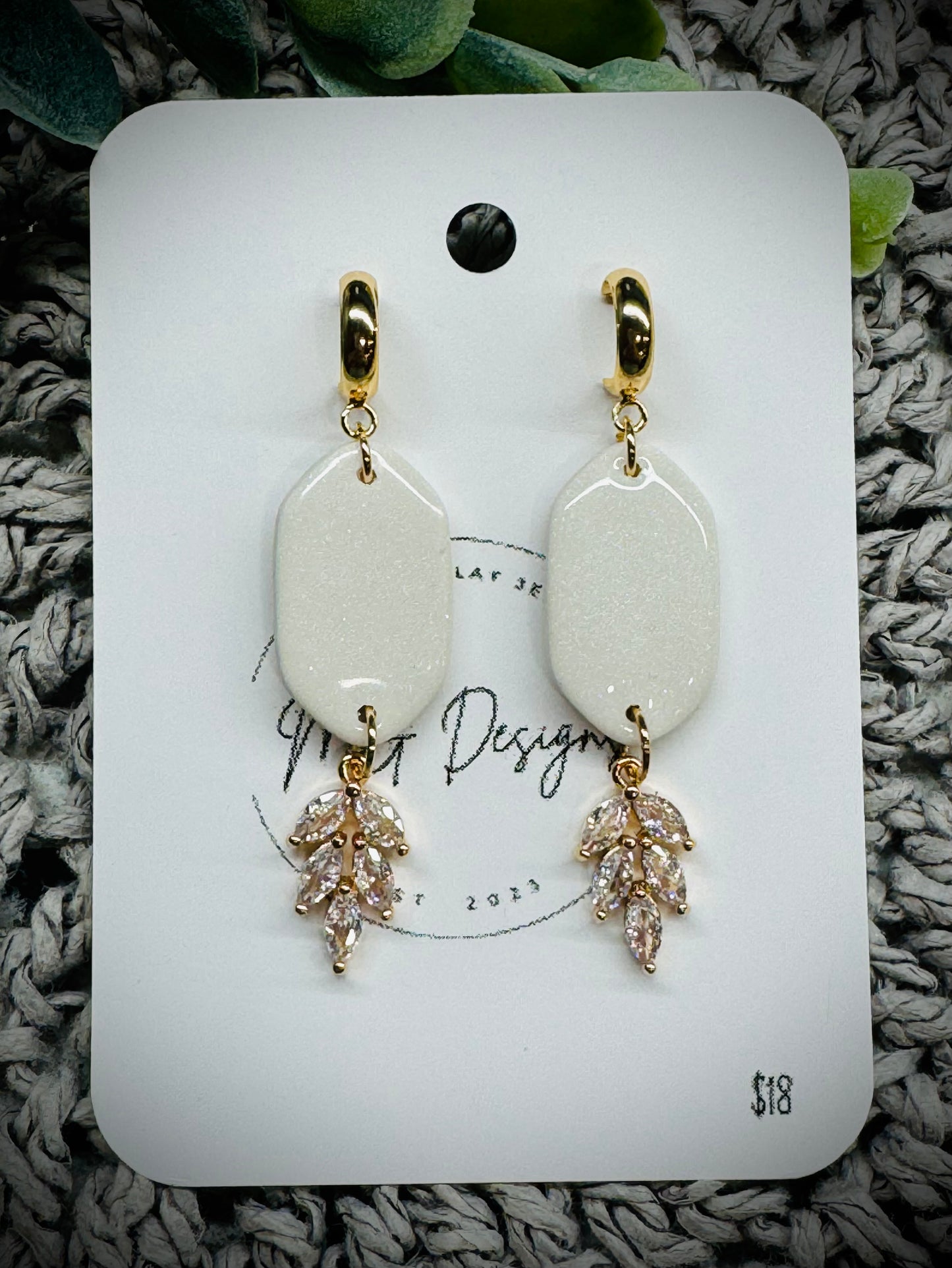 White Pearl Crystal Dangles