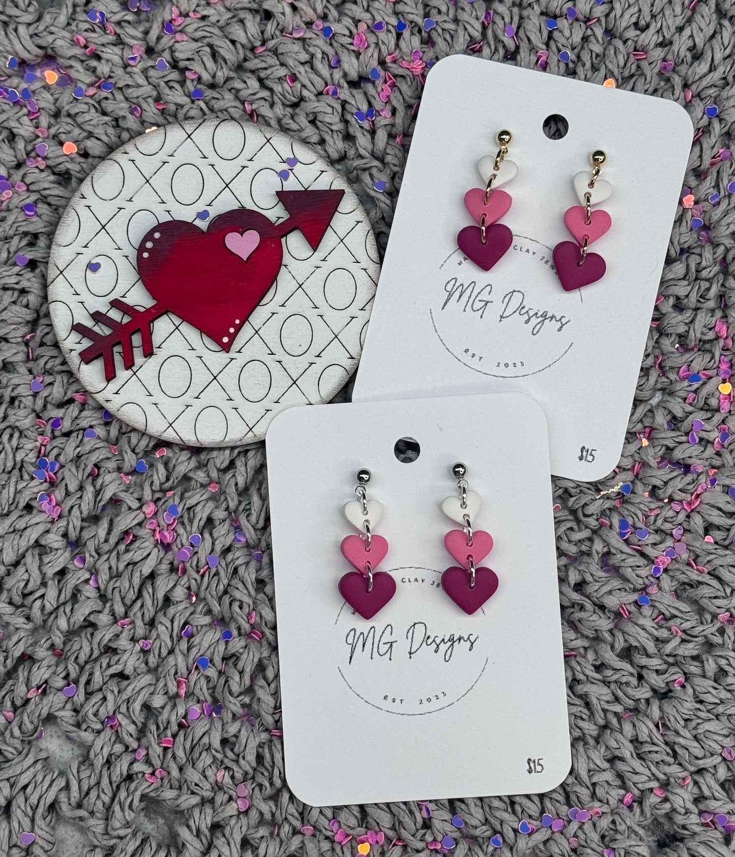 Small Triple Dangle Hearts