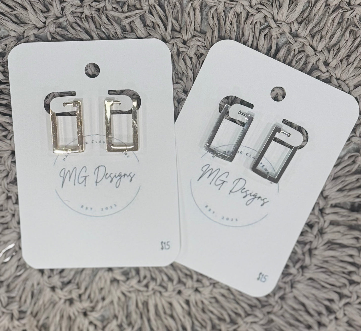 Gold/Silver Rectangle Hoops